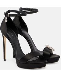 McQueen - Jewel Embellished Satin Platform Sandals - Lyst
