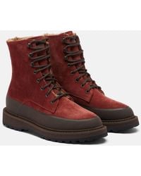 Le Monde Beryl - Dolomite Shearling-Lined Suede Combat Boots - Lyst