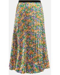 Plan C - Floral Pleated Midi Skirt - Lyst