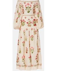 Agua Bendita - Senlis Canna Off-Shoulder Linen Maxi Dress - Lyst