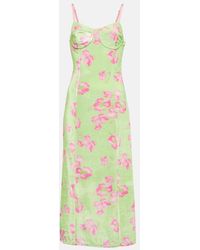 LoveShackFancy - Sima Floral-print Velvet Midi Dress - Lyst