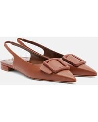 Manolo Blahnik - Maylura Croc-Effect Leather Slingback Flats - Lyst