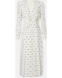 Alessandra Rich - Polka-Dot Silk Midi Dress - Lyst