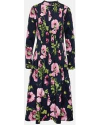 Oscar de la Renta - Floral Cotton-Blend Midi Dress - Lyst