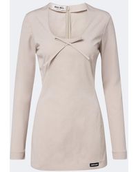 Miu Miu - Bow-Detail Cotton-Blend Poplin Minidress - Lyst