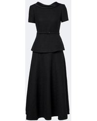 Roland Mouret - Belted Peplum Boucle Cocktail Dress - Lyst