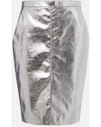 Saint Laurent - Metallic Leather Pencil Skirt - Lyst