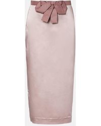 Valentino - Bow-Detail Satin Midi Skirt - Lyst