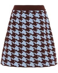 Marni Minigonna in misto lana pied-de-poule - Blu