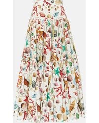 Dolce & Gabbana - Capri Printed High-rise Cotton Maxi Skirt - Lyst