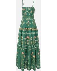 Agua Bendita - Lima Esmeralda Floral Linen Maxi Dress - Lyst