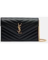 Saint Laurent - Cassandre Envelope Small Leather Wallet On Chain - Lyst