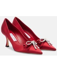 Jimmy Choo - Auria 70 Embellished Satin Pumps - Lyst