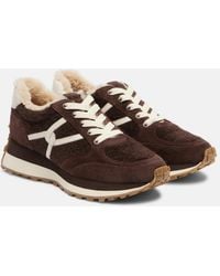 Veronica Beard - Valentina Suede-Trimmed Leather Sneakers - Lyst