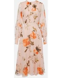 Erdem - Midikleid Aus Seide Mit Blumen-Print - Lyst