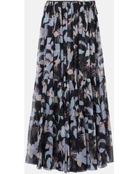 Chloé - Floral Pleated Silk Maxi Skirt - Lyst
