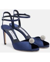 Jimmy Choo - Sacora Embellished Satin Sandals - Lyst
