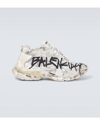 Balenciaga - Runner Graffiti Distressed Sneakers - Lyst