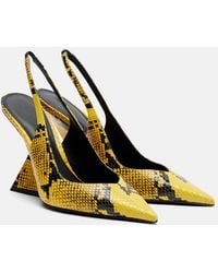 The Attico - Cheope 105 Embossed Leather Wedges - Lyst