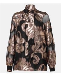 Etro - Semi-Sheer Tie-Neck Lame Blouse - Lyst