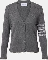 Thom Browne - 4-Bar Intarsia Virgin Wool Cardigan - Lyst