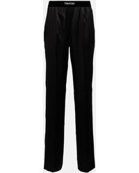 Tom Ford - High-Rise Silk-Blend Satin Pants - Lyst