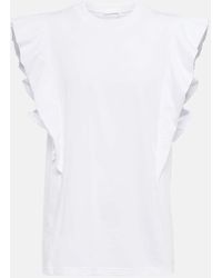 Chloé - T-shirt in jersey di cotone con volant - Lyst