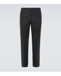 Prada - Wool Flannel Cropped Straight Pants - Lyst