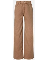 Brunello Cucinelli - Mid-Rise Cotton And Linen Wide-Leg Pants - Lyst