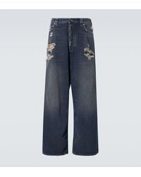 Balenciaga - Jeans Anchos De Tiro Medio Con Rotos - Lyst