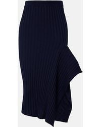 Stella McCartney - Ribbed-Knit Ruffled Cotton Midi Skirt - Lyst