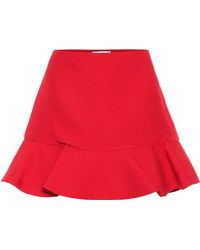 Valentino Shorts de crepé de lana y seda - Rojo
