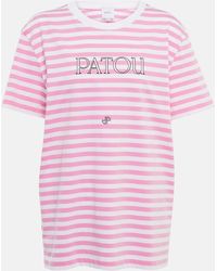 Patou - Logo Striped Cotton T-shirt - Lyst