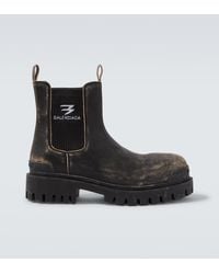 Balenciaga - Strike Distressed Leather Chelsea Boots - Lyst