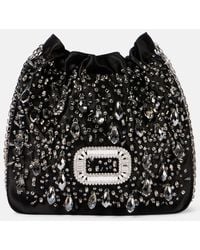 Roger Vivier - Sac Seau Pilgrim Mini En Satin A Ornements - Lyst