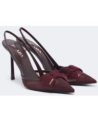 Prada - Bow-Detail Mesh Slingback Pumps - Lyst