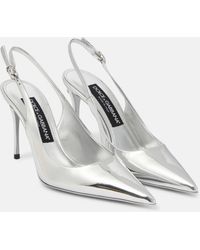 Dolce & Gabbana - Lollo Mirrored Leather Slingback Pumps - Lyst