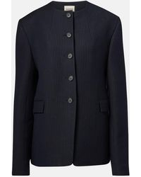KHAITE - Jameson Pinstripe Wool-Blend Jacket - Lyst