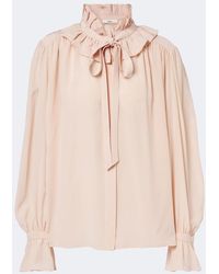 Chloé - Ruffled Silk Chiffon Blouse - Lyst