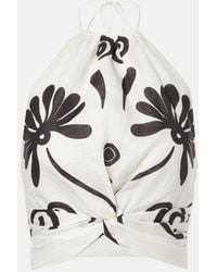 Cala De La Cruz - Lodi Floral Halterneck Linen Top - Lyst