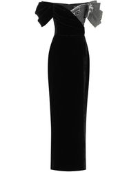 Rasario Robe longue en velours de soie mélangée - Noir