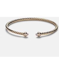 David Yurman - Cablespira Flex 18Kt Cuff Bracelet With Freshwater Pearls And Diamonds - Lyst