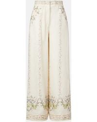 Agua Bendita - Tota Floral Linen Wide-Leg Pants - Lyst