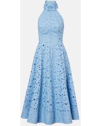 Rebecca Vallance - Nuvola Broderie Anglaise Cotton Midi Dress - Lyst