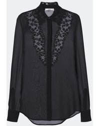 Fendi - Lace-Trimmed Silk Georgette Shirt - Lyst