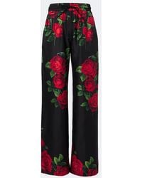 Dolce & Gabbana - Floral Silk Wide-Leg Palazzo Pants - Lyst