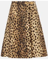 Valentino - Leopard-Print Wool Midi Skirt - Lyst