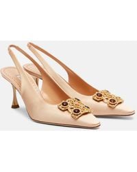 Manolo Blahnik - Cupida 70 Embellished Satin Slingback Pumps - Lyst