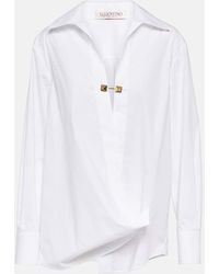 Valentino - Camisa de algodon con detalle wrap - Lyst