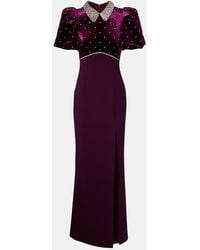 Rebecca Vallance - Robe Longue Charles En Velours A Ornements - Lyst